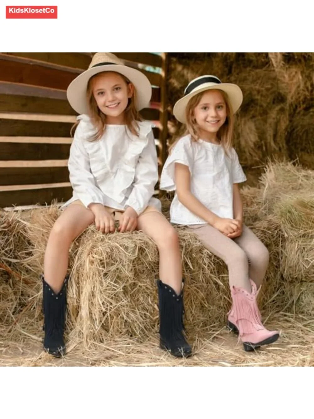 Girls Cowboy Boots with Tassel Fringe Snip Toe TPR Outsole Western Boots